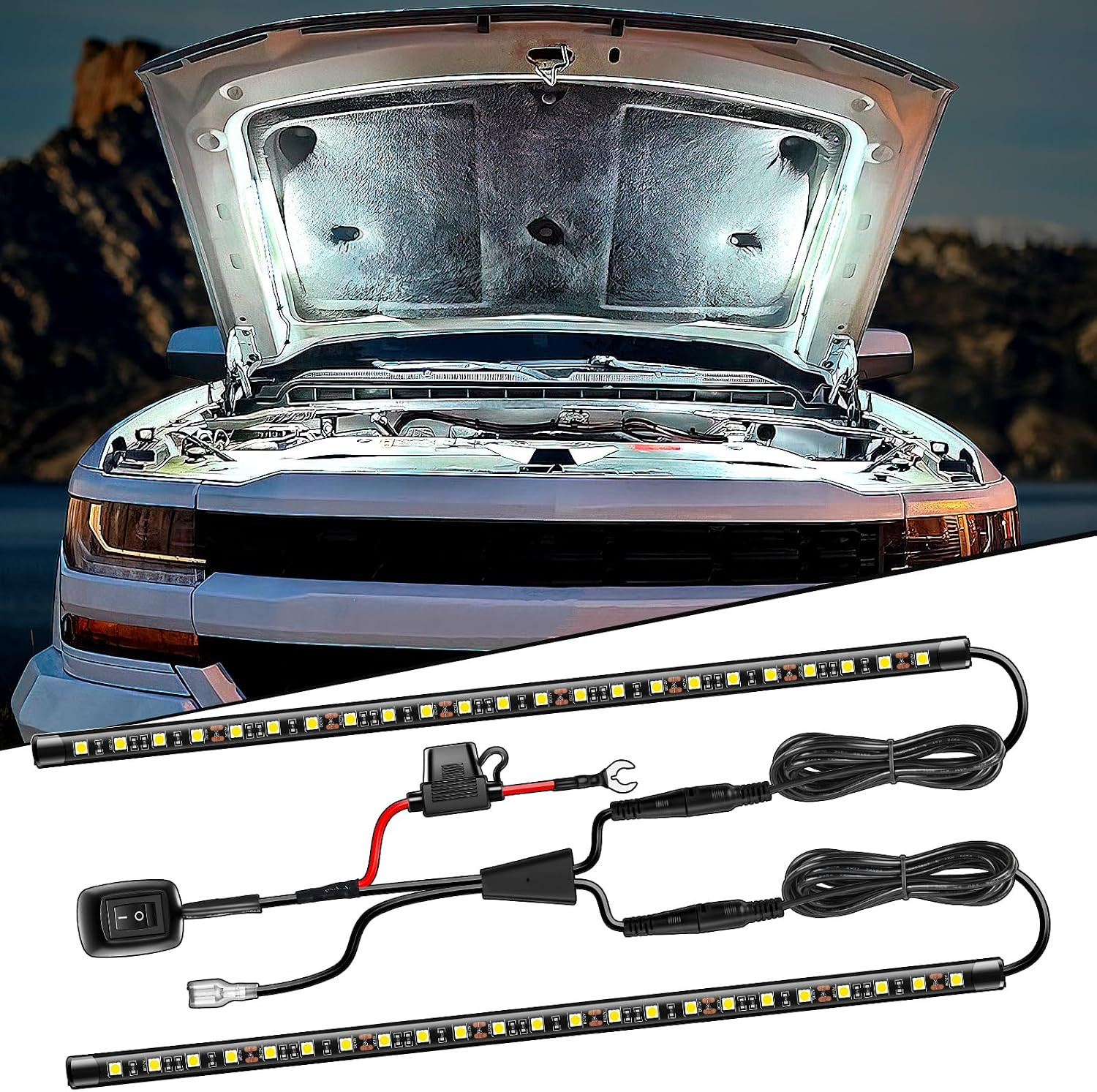 2pcs Under Hood Light Strip 42LED Waterproof Underhood Work Light