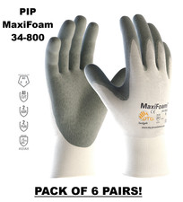 6 Pairs - PIP 34-800 MaxiFoam G-Tek Premium Nitrile Foam Coated Gloves Size: Med picture