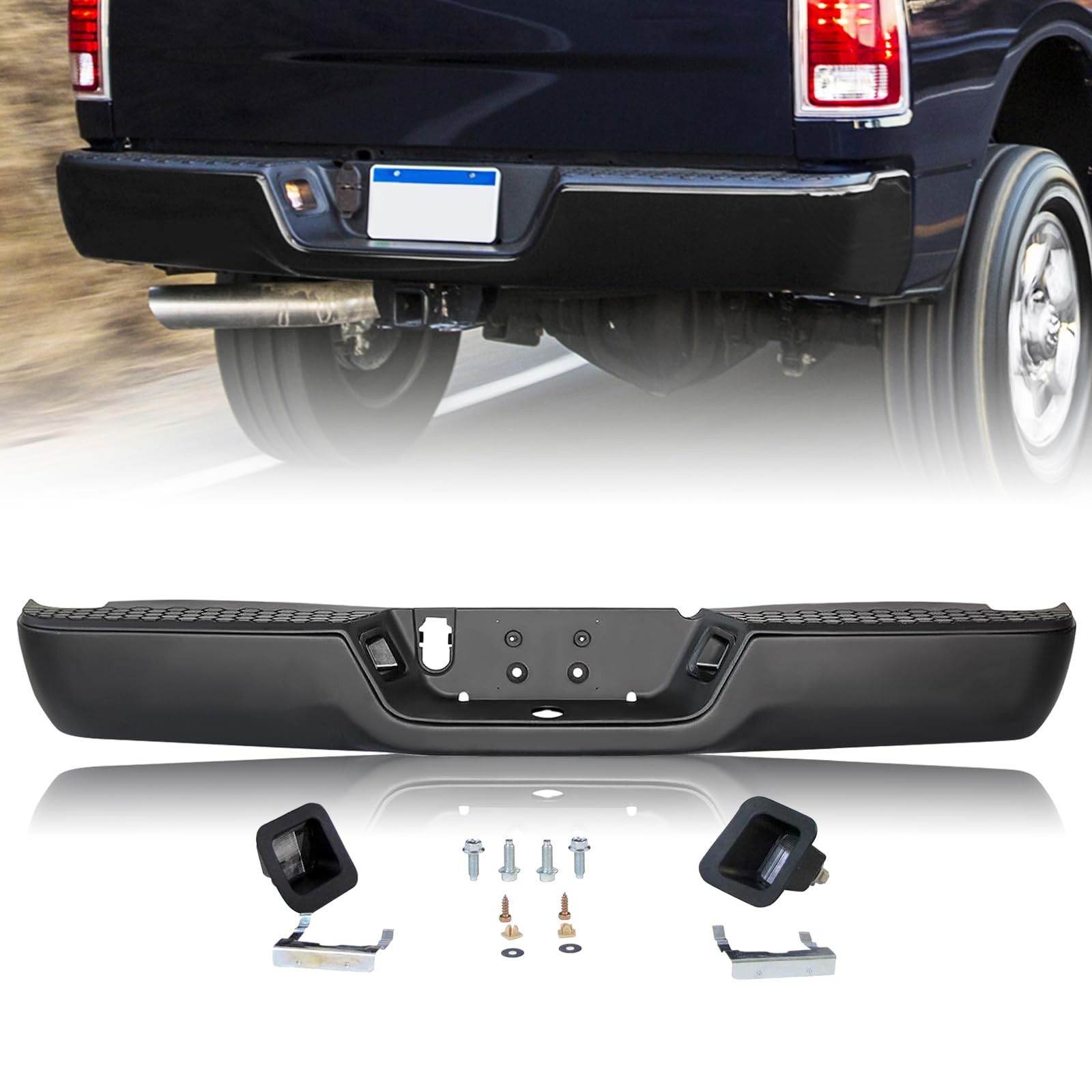 Rear Bumper Assembly for Ram 1500 2500 3500 2009-2023 Black Steel