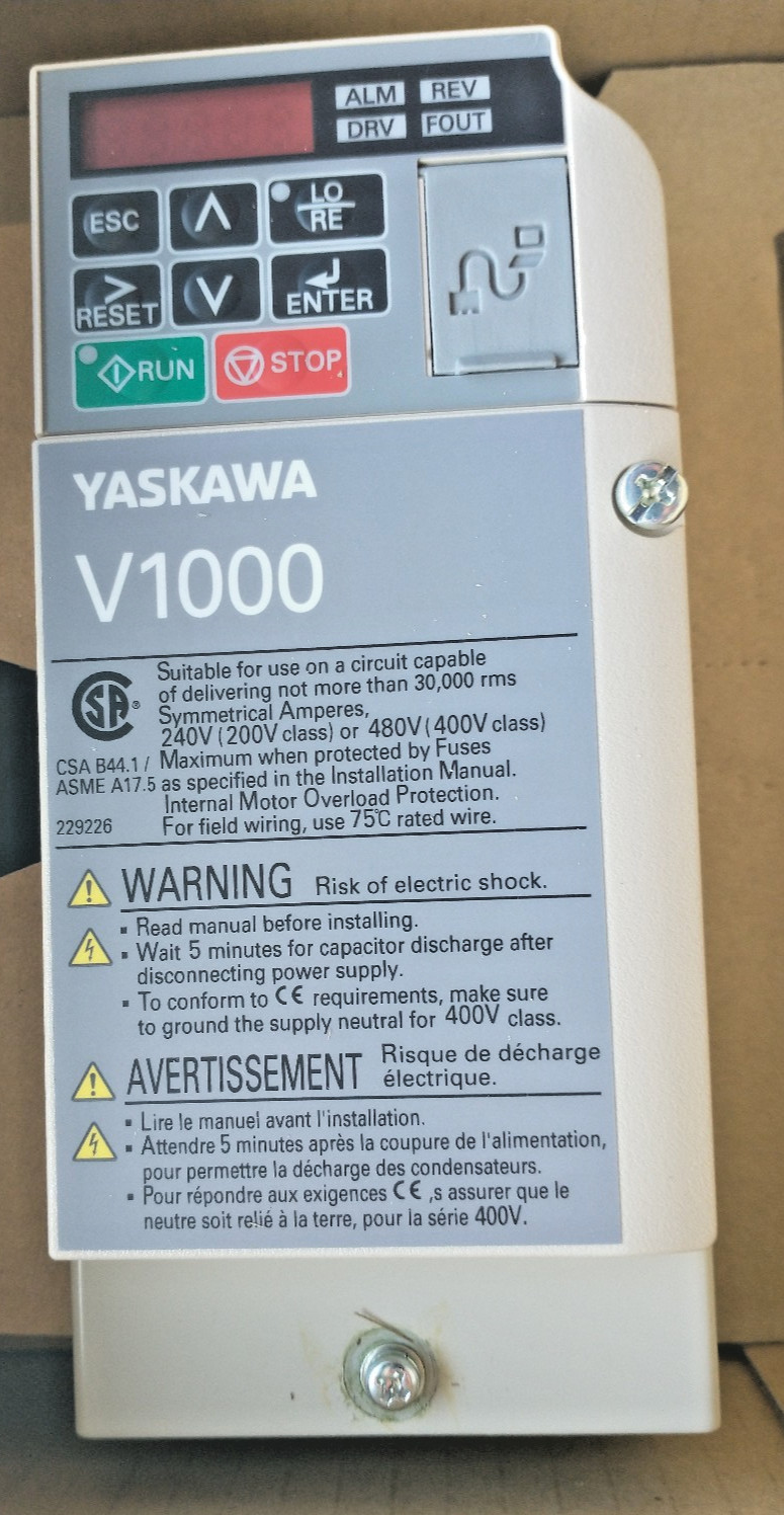 YASKAWA ELECTRIC CIMR-VU2A0002FAA / CIMRVU2A0002FAA (NEW) 1/4HP 1.5A 240V 3Ph AC