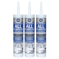 GE GE012 All Purpose Silicone Rubber Caulk 10 oz Clear Waterproof Sealant 3 Pack picture