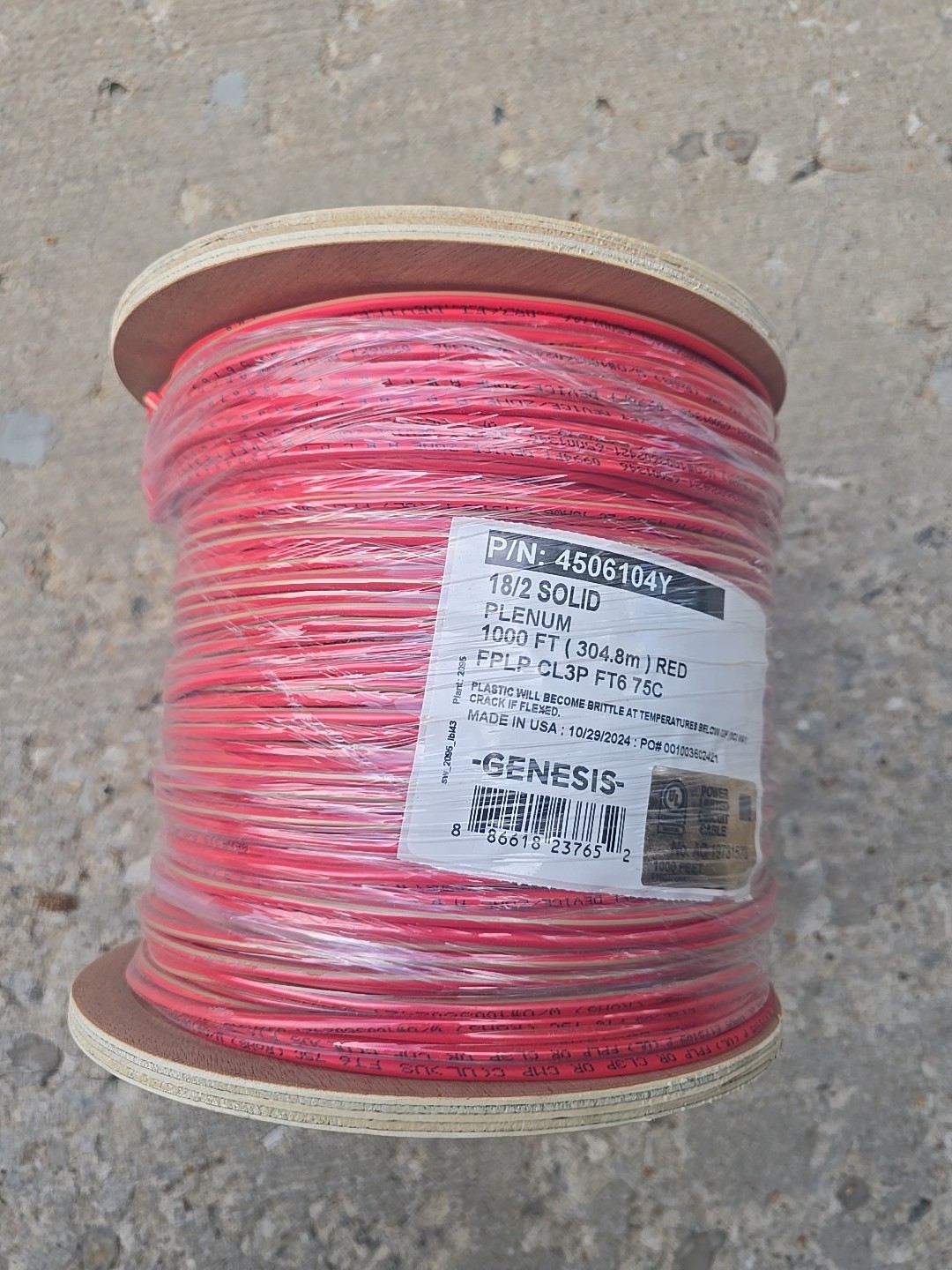 100ft 18/2 Honeywell Genesis SolidCooper 4506104Y Red 18AWG