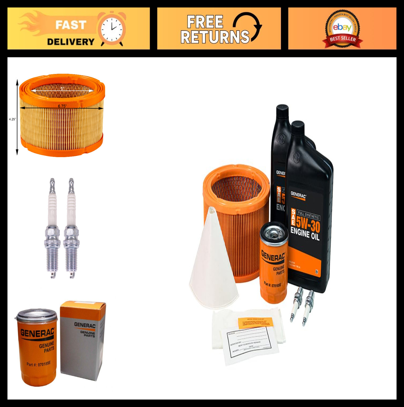 Preventative Maintenance Kit with 10W30 Oil for 20kW Generator - 999cc Engine