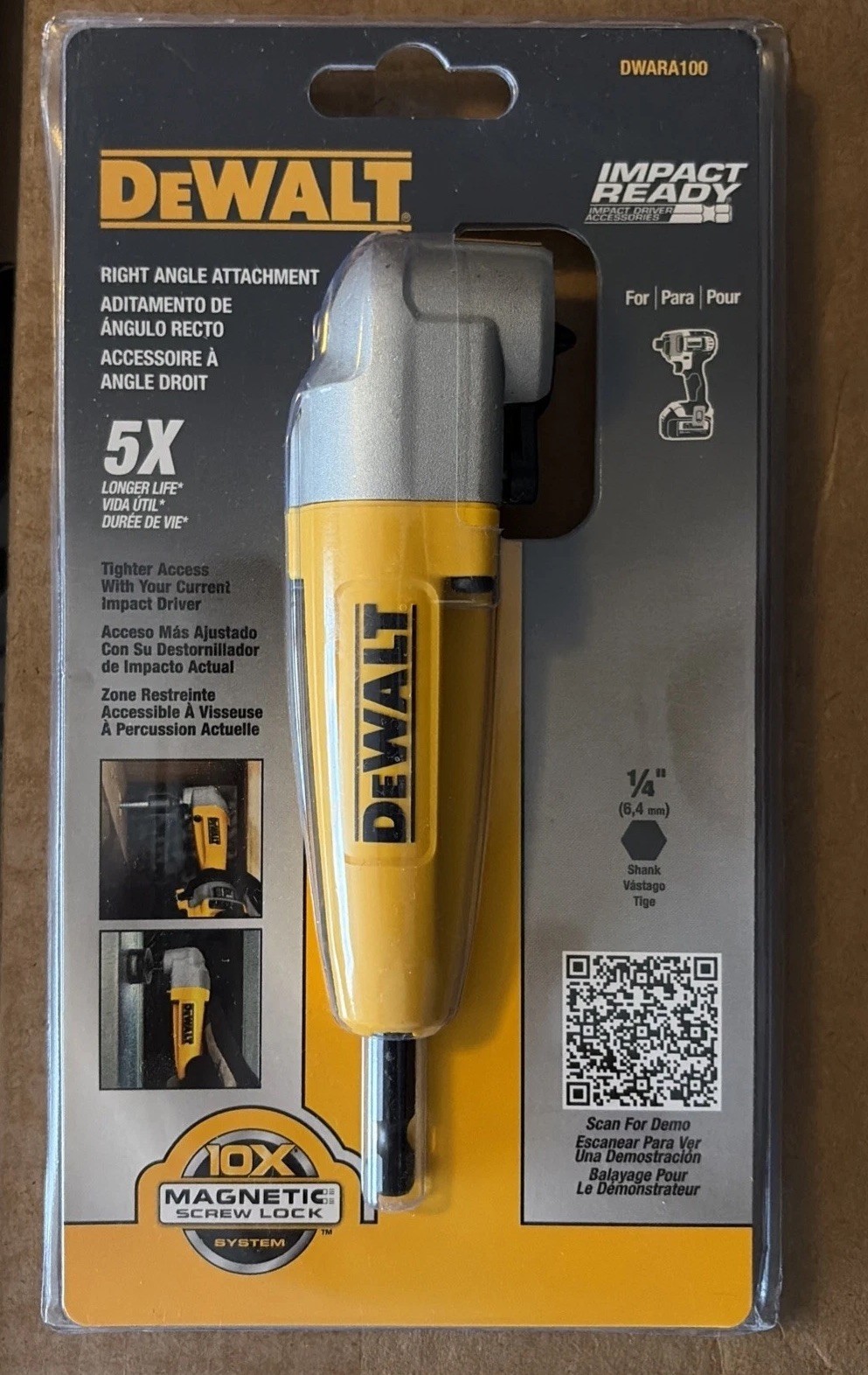 New Sealed DEWALT DWARA100 Impact Ready Right Angle Attachment, Tight Spaces
