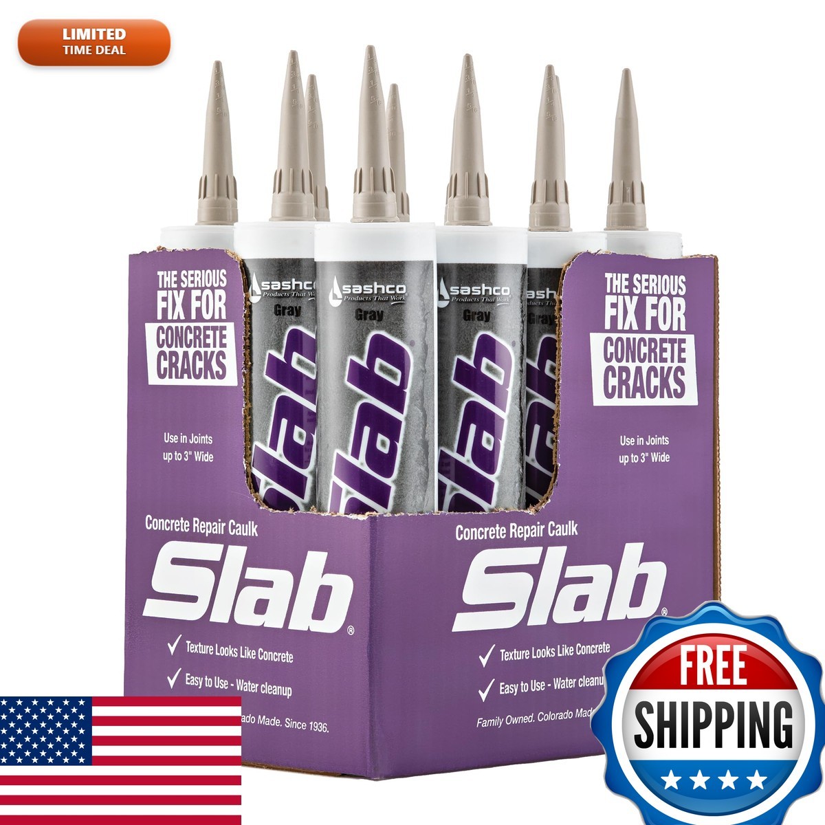 Sashco 16210-12 Concrete Crack Repair Sealant 10.5oz Gray (12 Pack)