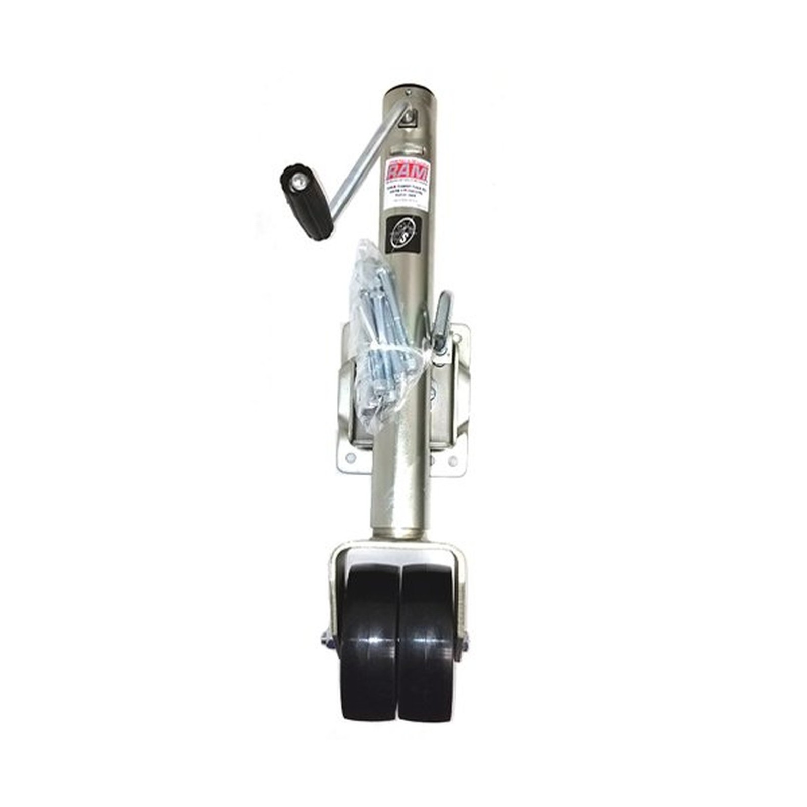 RAM 1,500 lbs. Capacity Sidewind Bolt-on Swivel Trailer Jack Zinc Coated with...