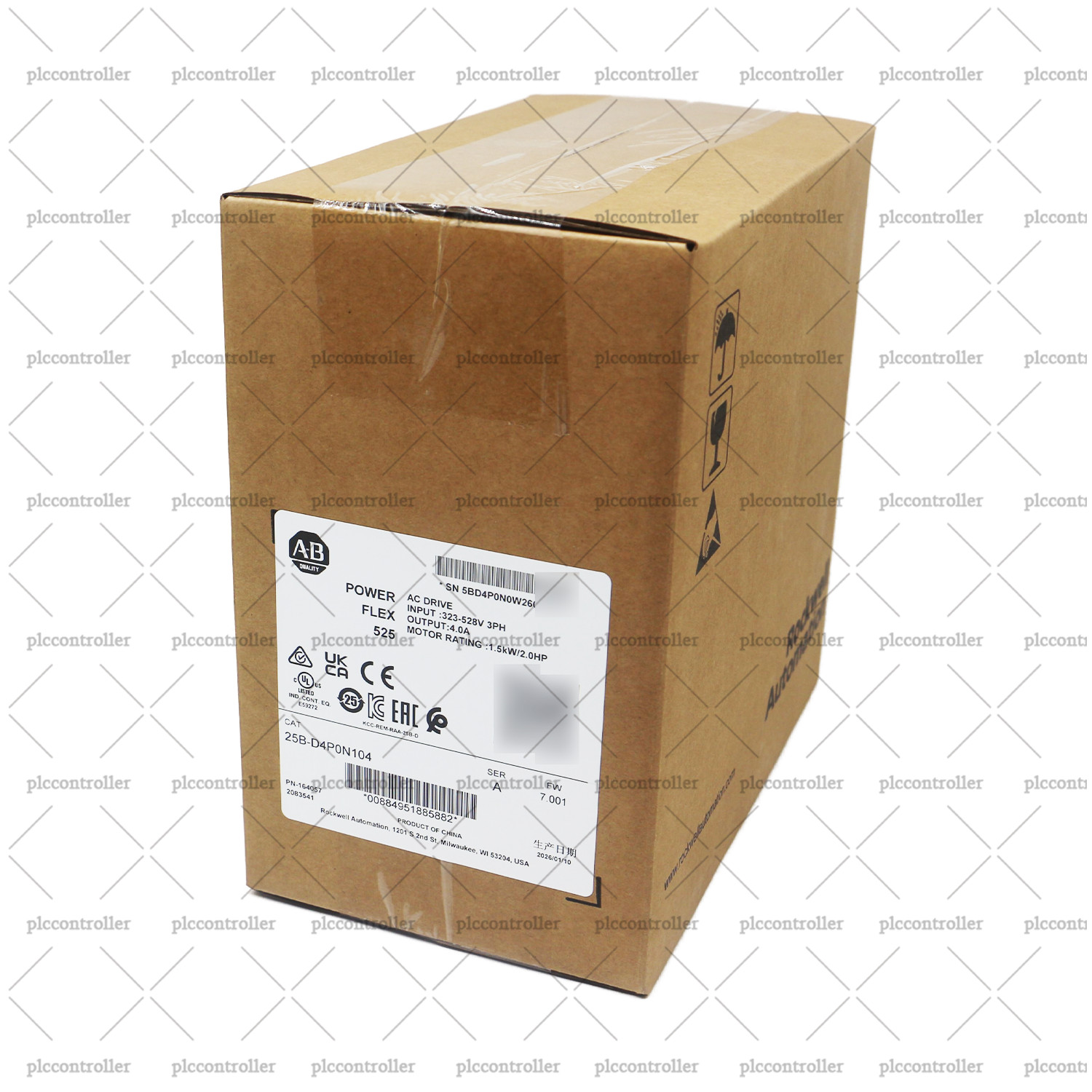 2026 New Allen Bradley 25B-D4P0N104 PowerFlex 525 1.5kW (2Hp) AC Drive