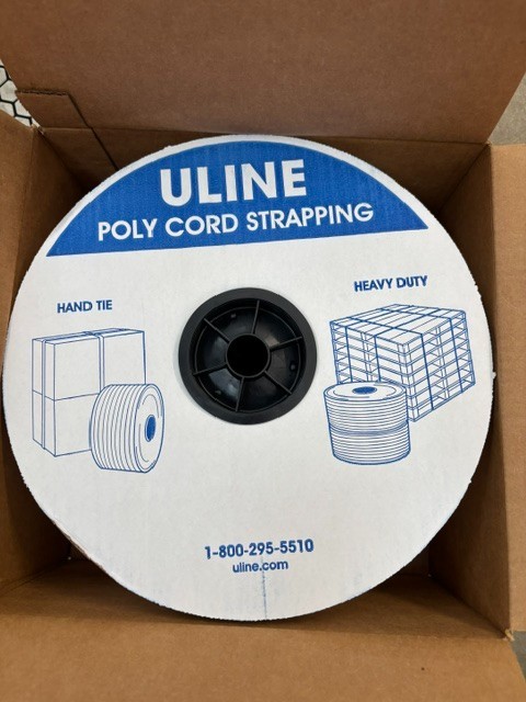 ULINE POLY CORD STRAPPING HEAVY DUTY HAND TIE (I5E) 3/4 inch  white   2100 feet