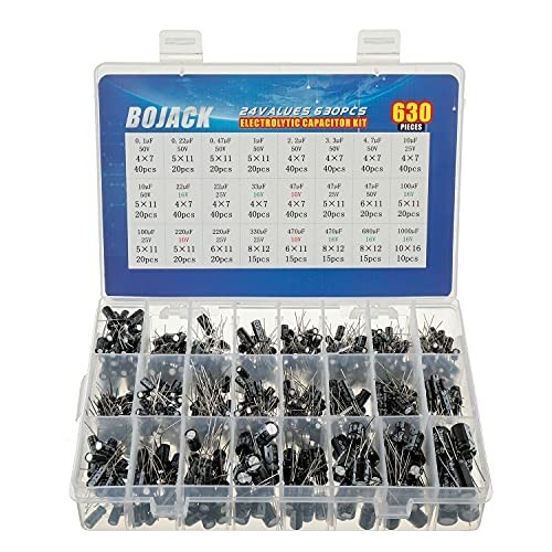 630 Count Aluminum Electrolytic Capacitor Assortment Kit 0.1uF to 1000uF