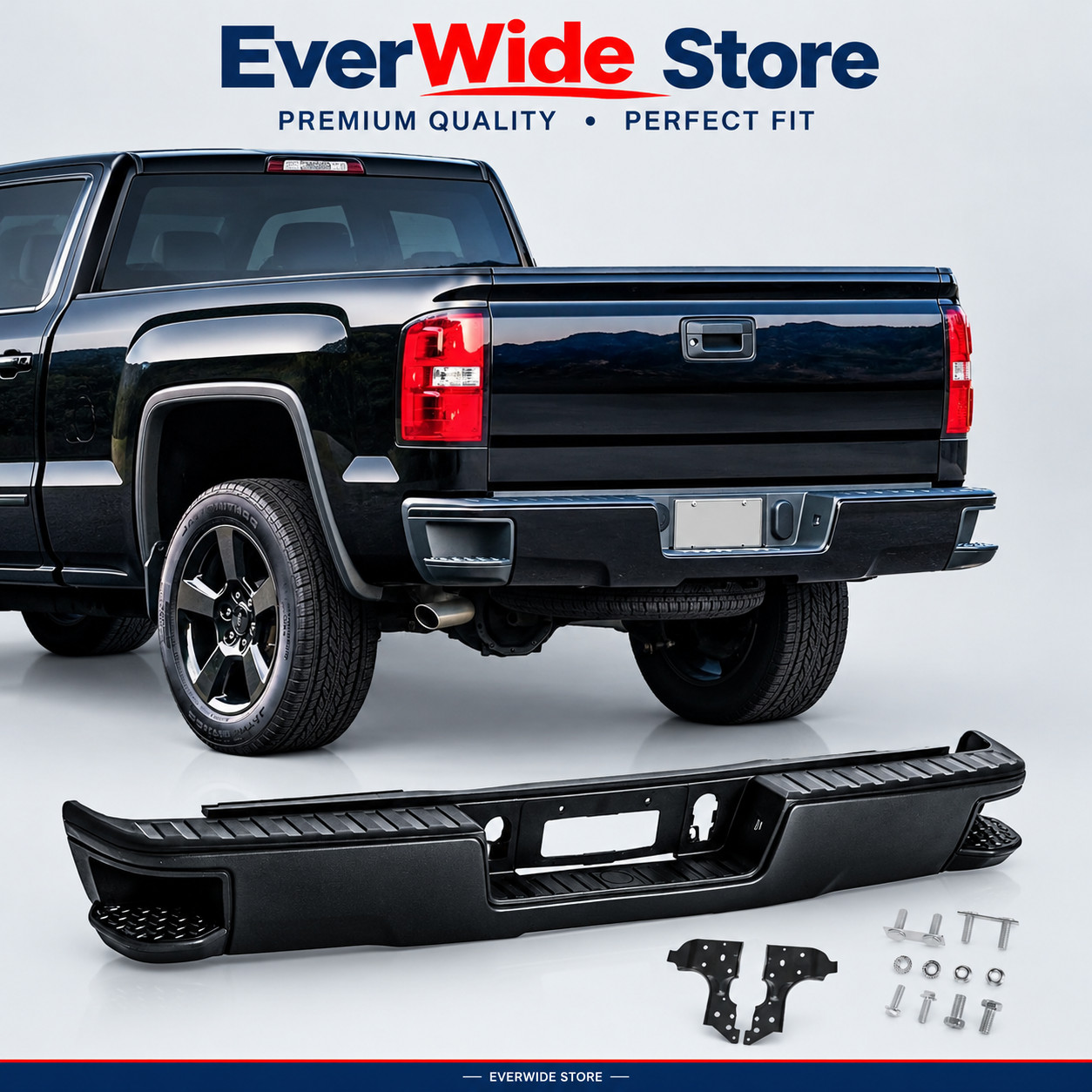 Rear Step Bumper Compatible with 2015 2016 2017 2018 Chevy Silverado/GMC Sierra