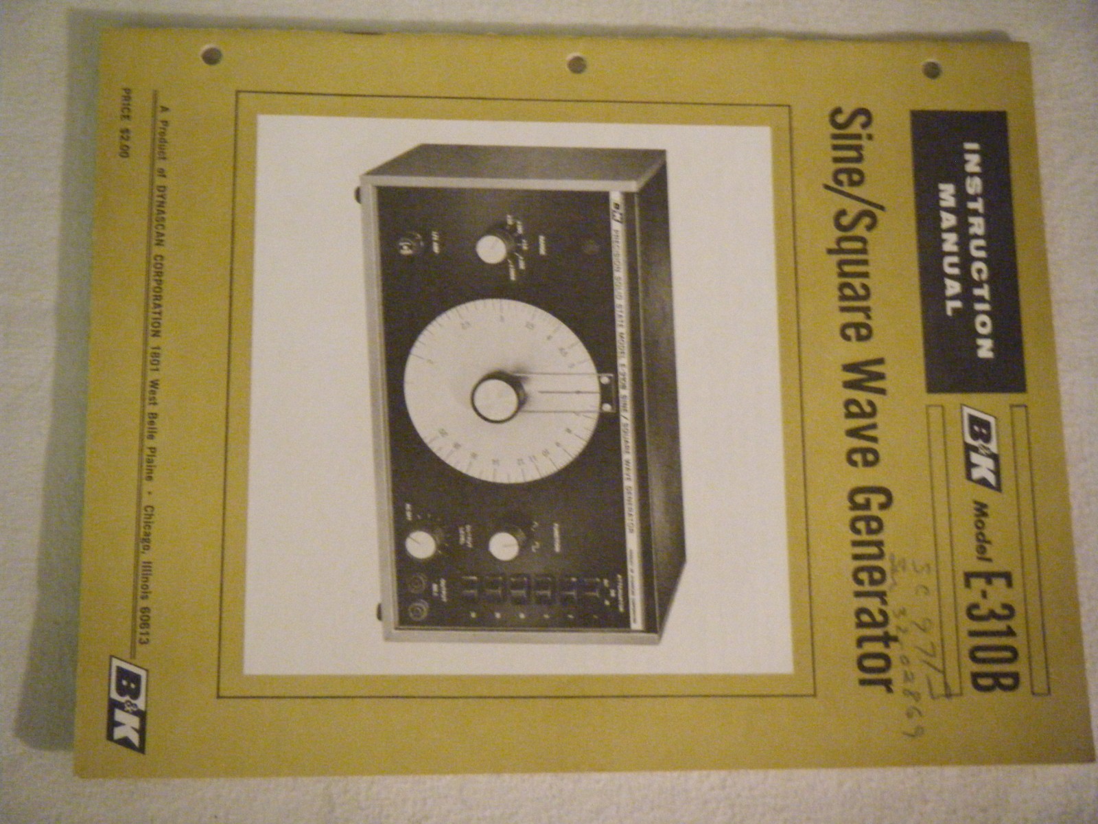 Manual B&K Model E-310B Sine Square Wave Generator