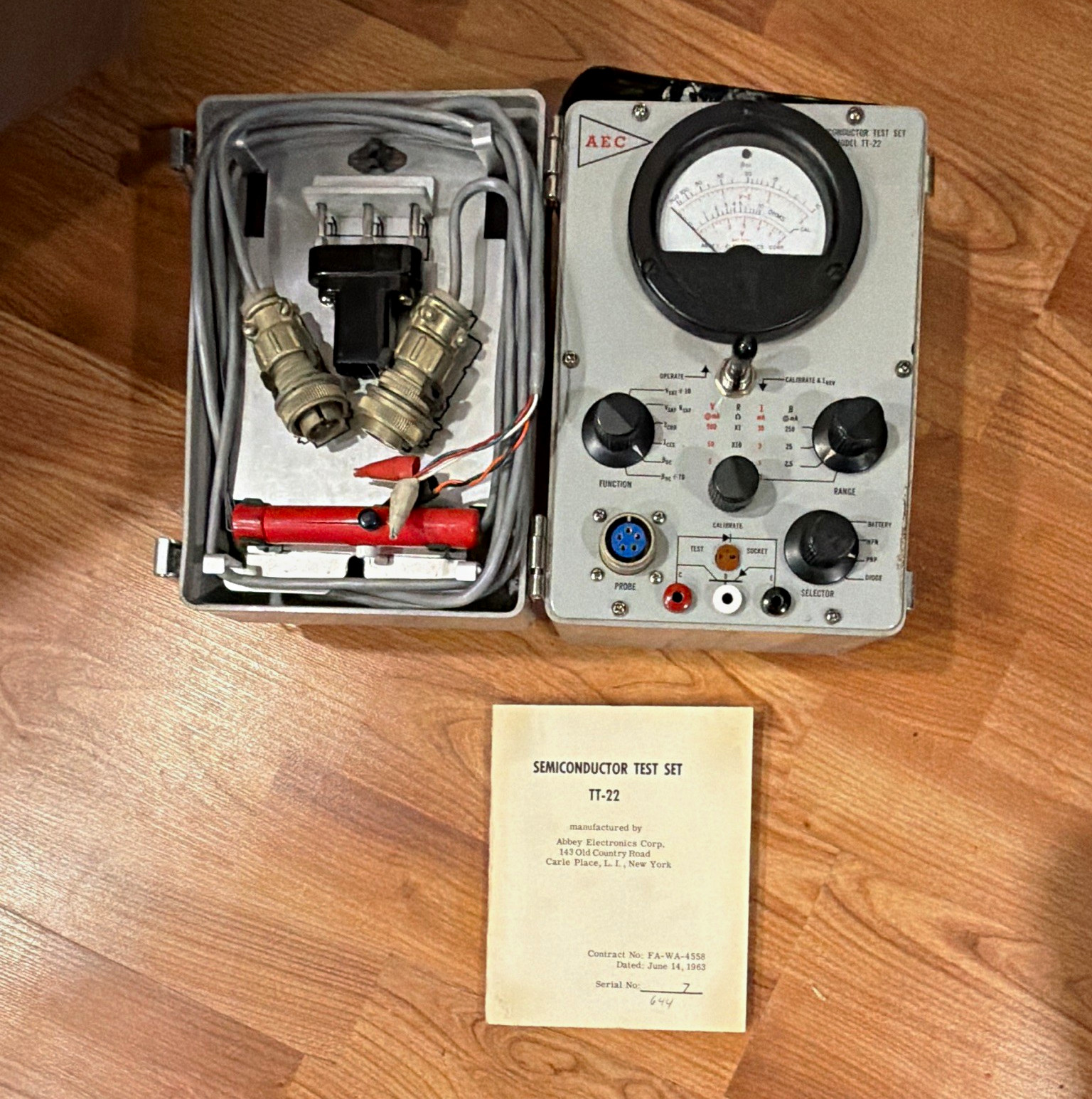 RARE  AEC Semiconductor Test Set TT-22 Abbey Electronics Military Grade FAA