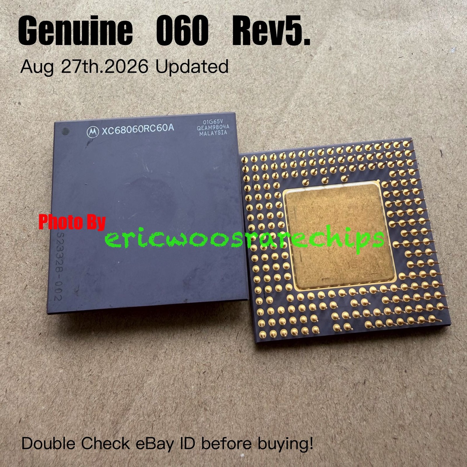 Motorola 68060 XC68060RC60A 01G65V 60Mhz Vintage CPU Real rev5. x 1pc
