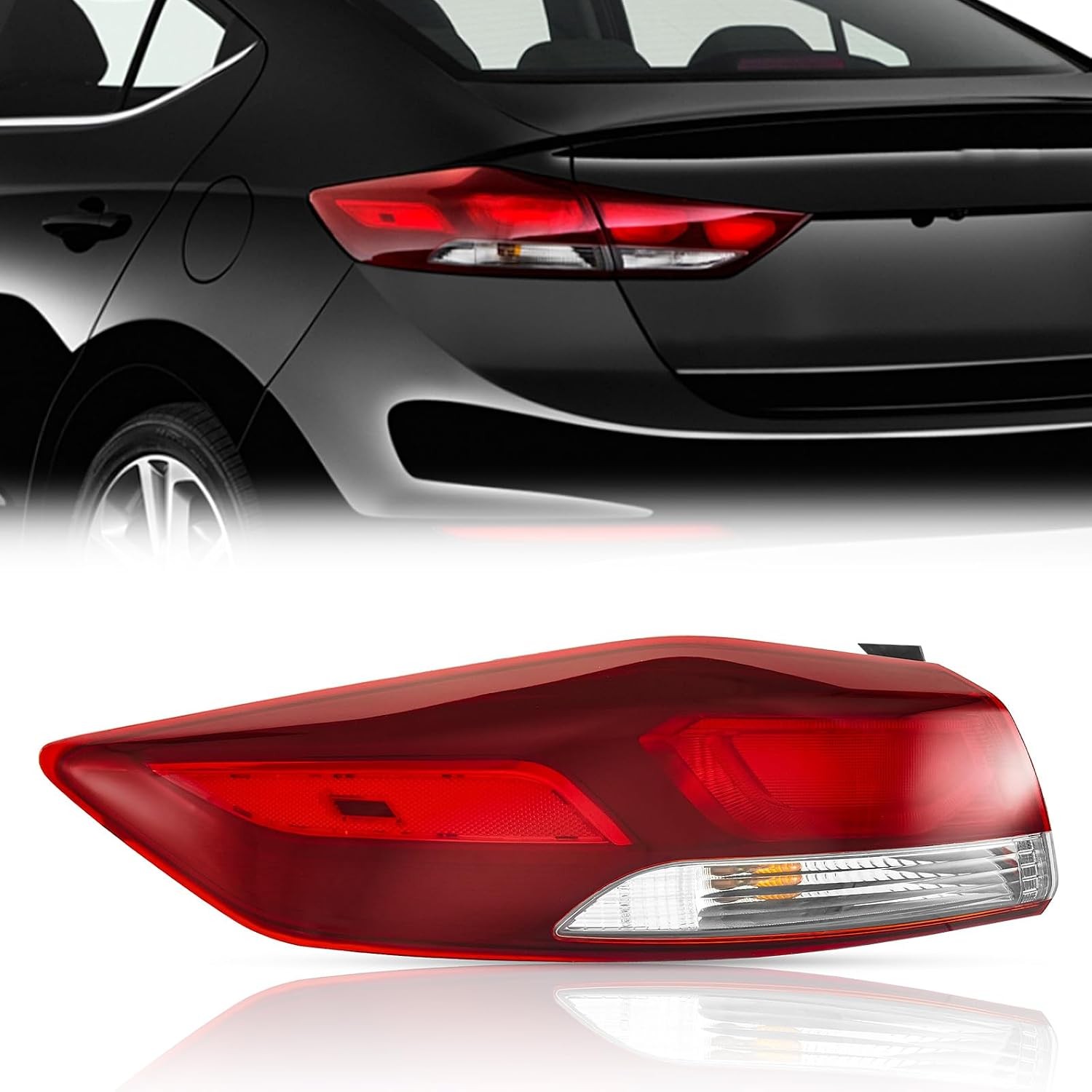 Left Driver Side Tail Light Assembly Compatible with 2017-2018 Hyundai Elantra,