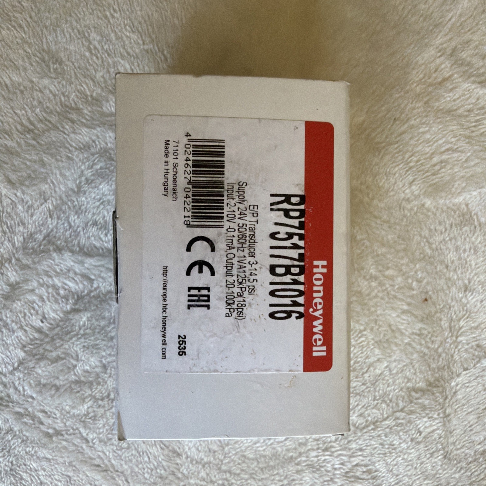 Honeywell RP7517B1016 E/P Transducer