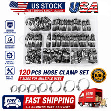 120PCS/Set Stainless Steel Hose Clamp Adjustable Worm Gear Clamp Assortment Kit picture
