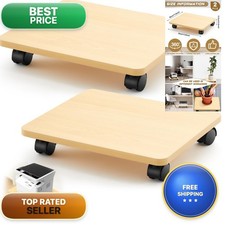 Beeveer 2 Pcs Under Desk Printer Stand 13.8x11.8in Burlywood 4 Caster Wheels picture