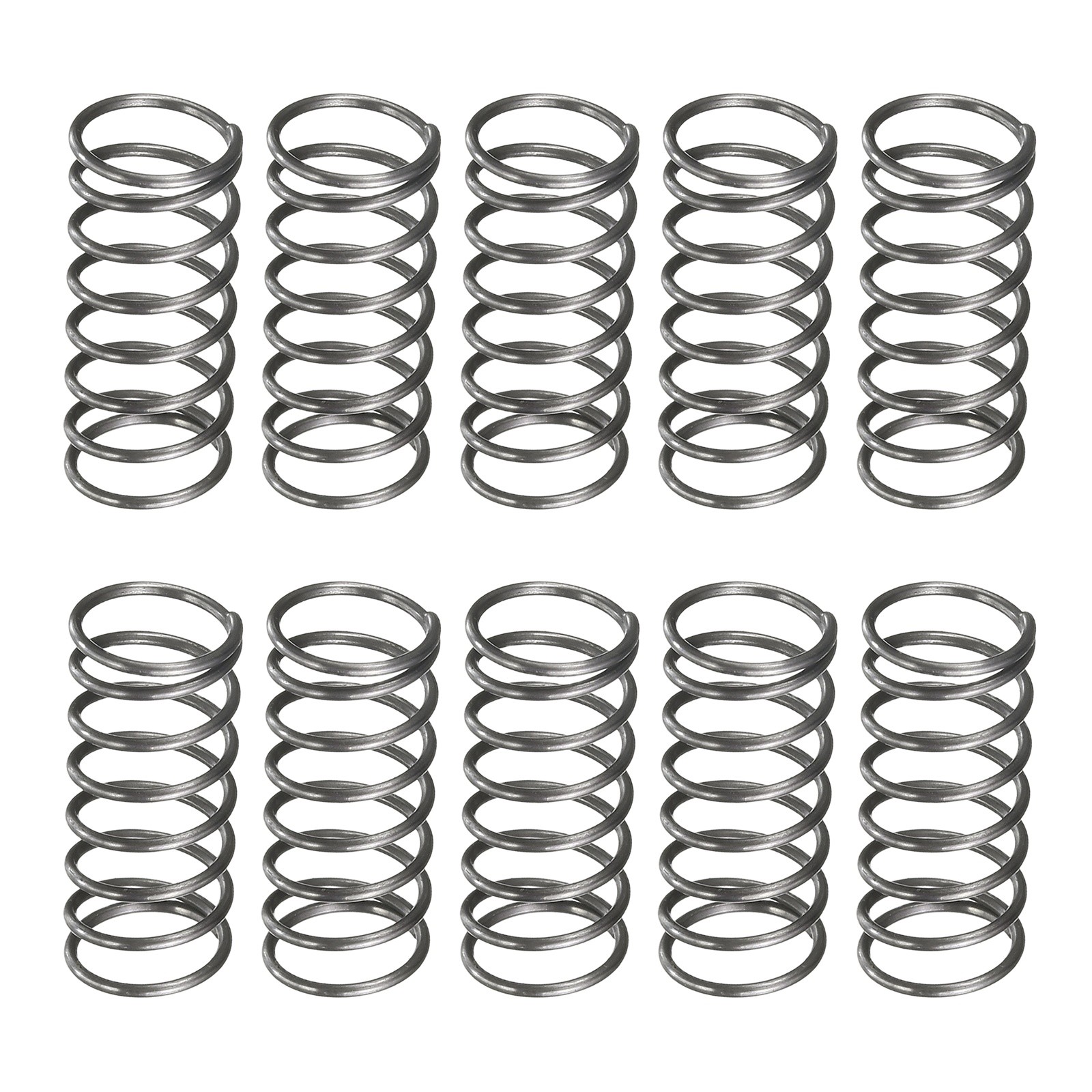10Pcs Compression Spring 7mm OD 0.6mm Wire Size 15mm Free Length Silver