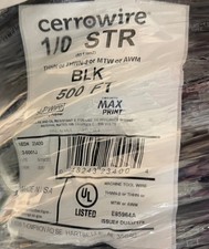 Cerrowire 1/0 Black Stranded Copper THHN Wire 75 FT picture