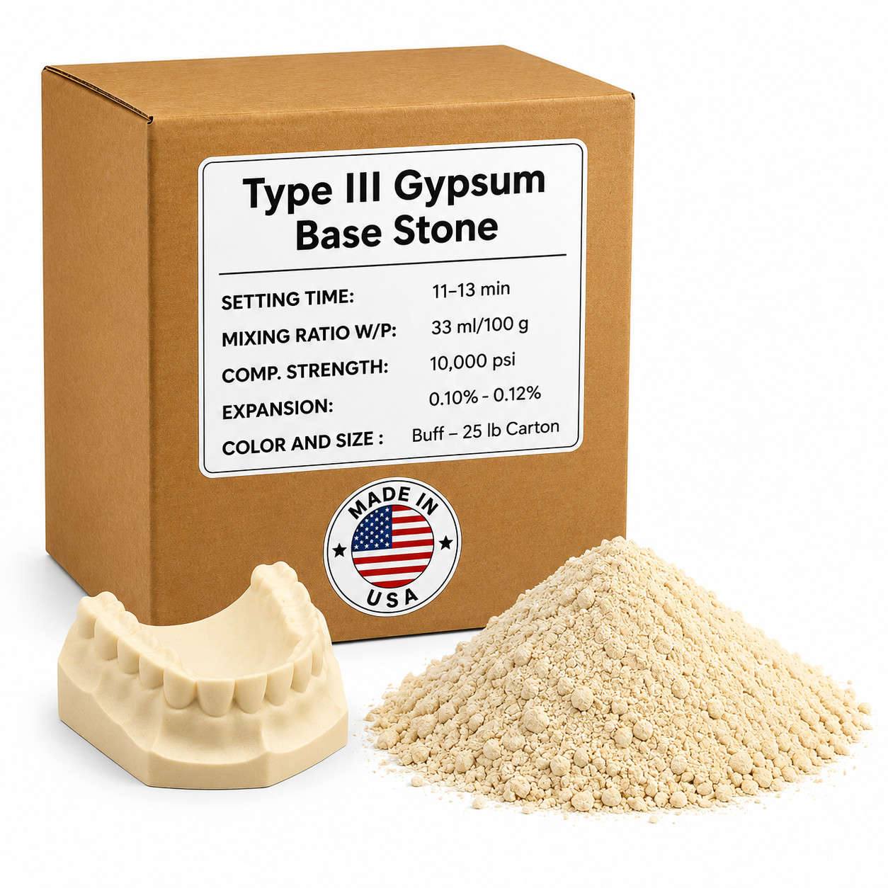 25 LBS Dental Lab Yellow Buff Stone Type III Gypsum- All Purpose Compound