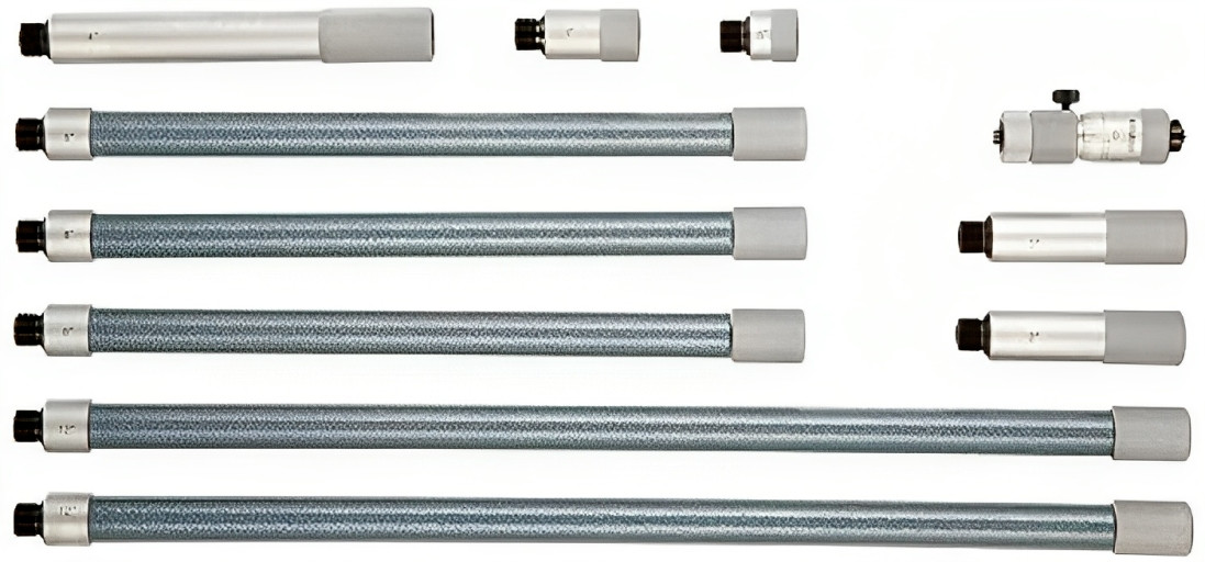 Mitutoyo 137-214 Tubular Vernier Inside Micrometer, Extension Rod Type, 2-40\