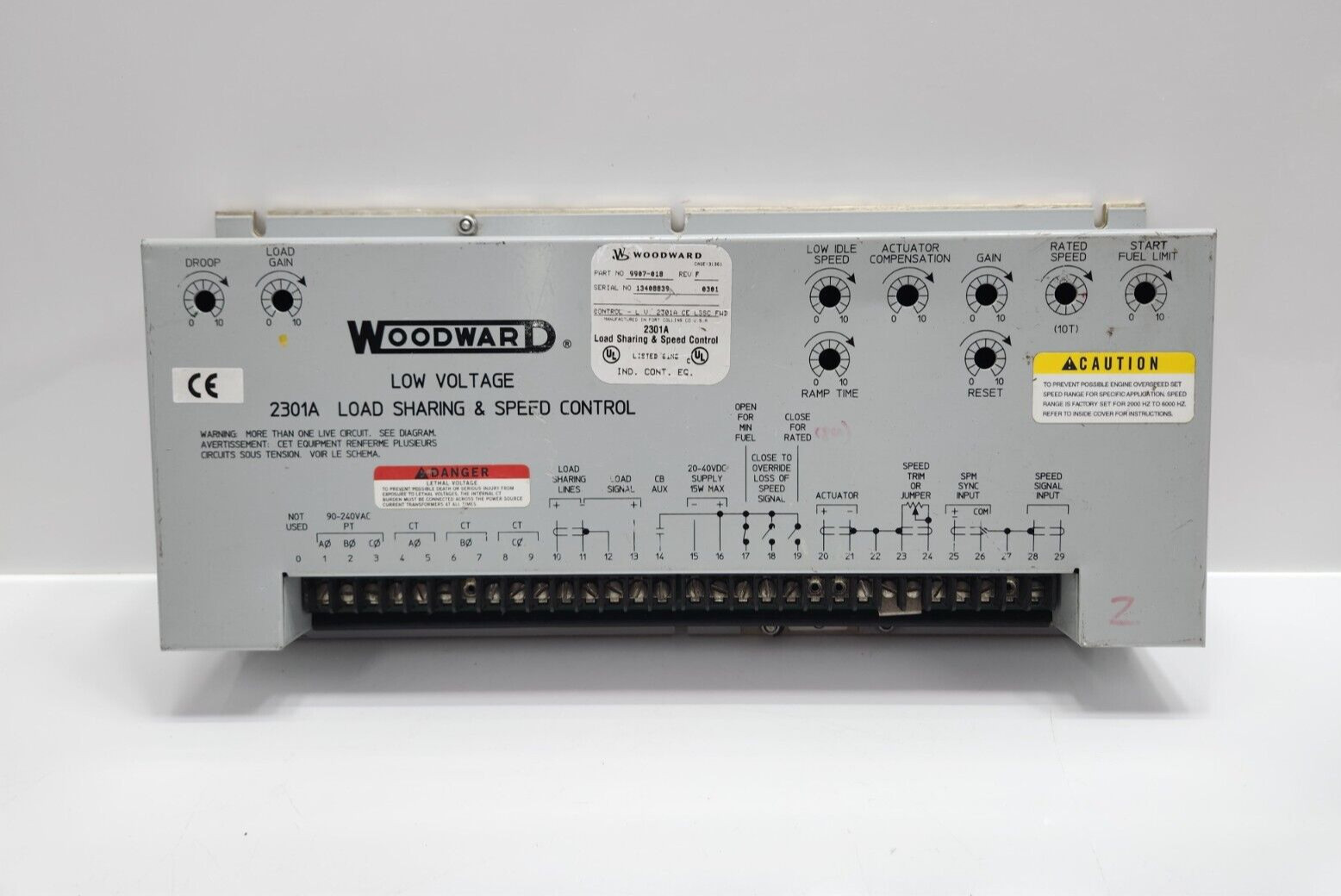 WOODWARD 9907-018 2301A LOAD SHARING & SPEED CONTROLLER REV F