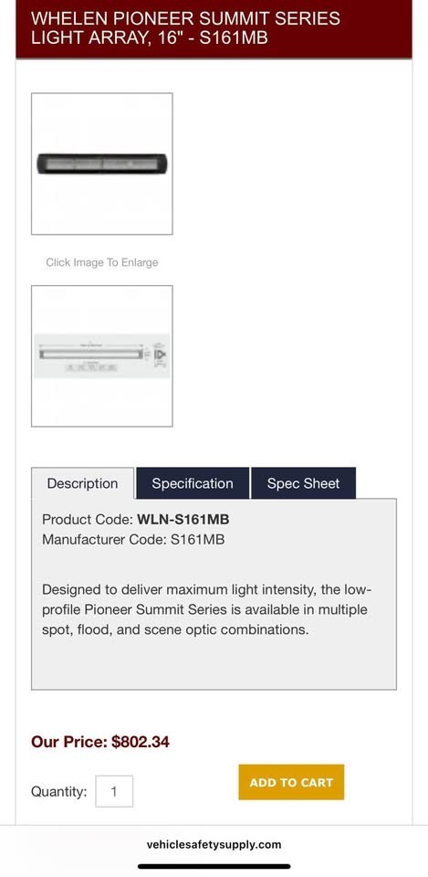 WHELEN PIONEER SUMMIT LIGHTBARS WHELEN PIONEER SUMMIT LIGHTBARS