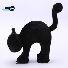 Cute Black Cat Plush Toy Soft Stuffed Animal Pink Nose Birthday Xmas Gift Decor picture