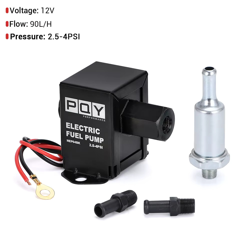 Universal 12V Inline Electric Fuel Pump 90LPH 4-7PSI Gas Diesel HEP05 Black