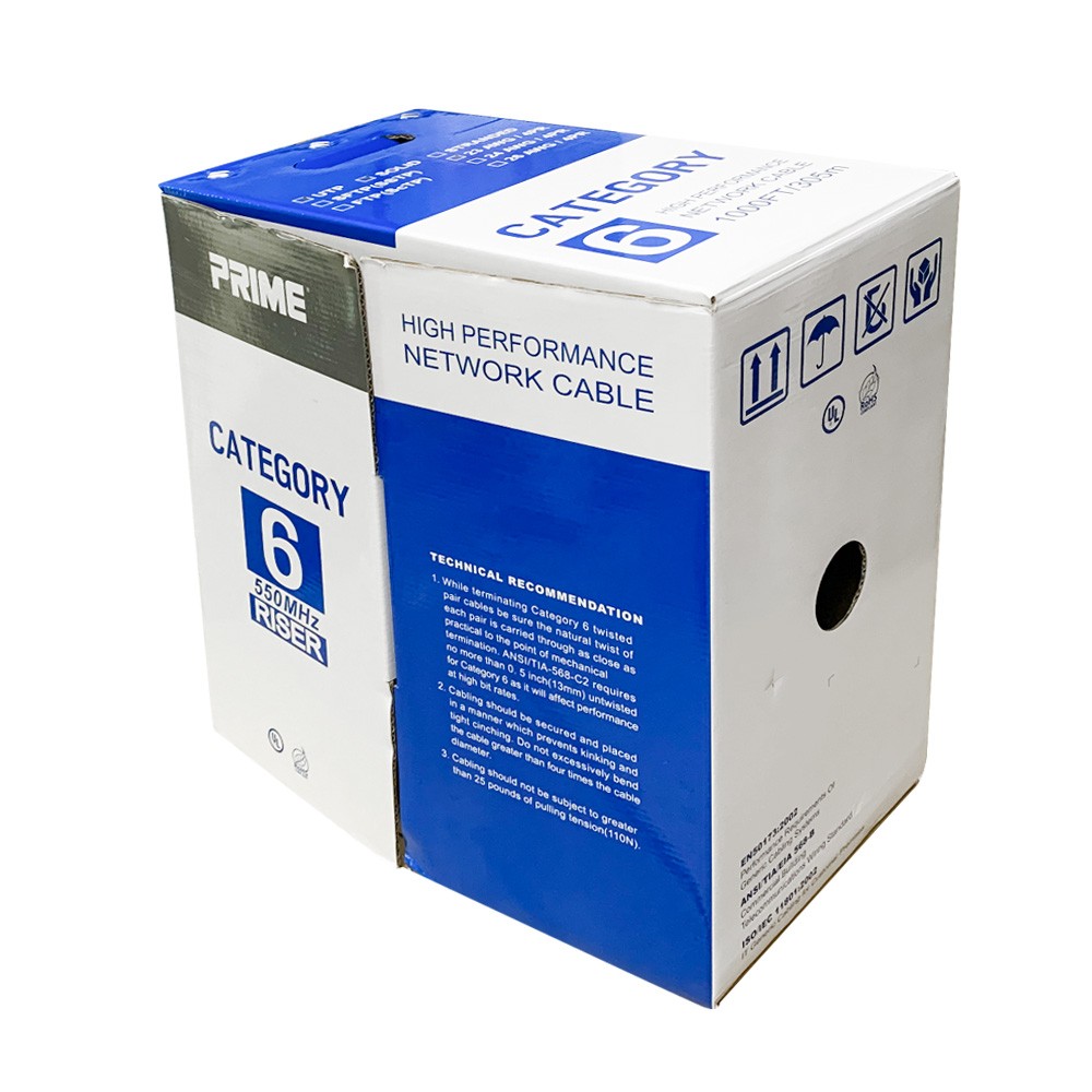 1000Ft CAT6 UTP 23AWG Solid CMR Bulk Cable Yellow, UL Listed