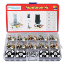 80 Pcs Potentiometer Kit B1K-1M Ohm Rotary Audio Pots with Knobs Nuts Washers picture