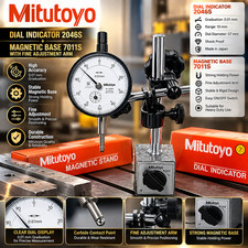 MITUTOYO DIAL INDICATOR 2046S MITUTOYO MAGNETIC BASE 7011S FINE ADJUSTMENT ARM picture