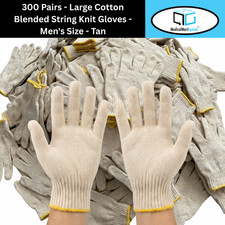 300 Pairs - Large Cotton Blended String Knit Gloves - Men's Size - Tan picture