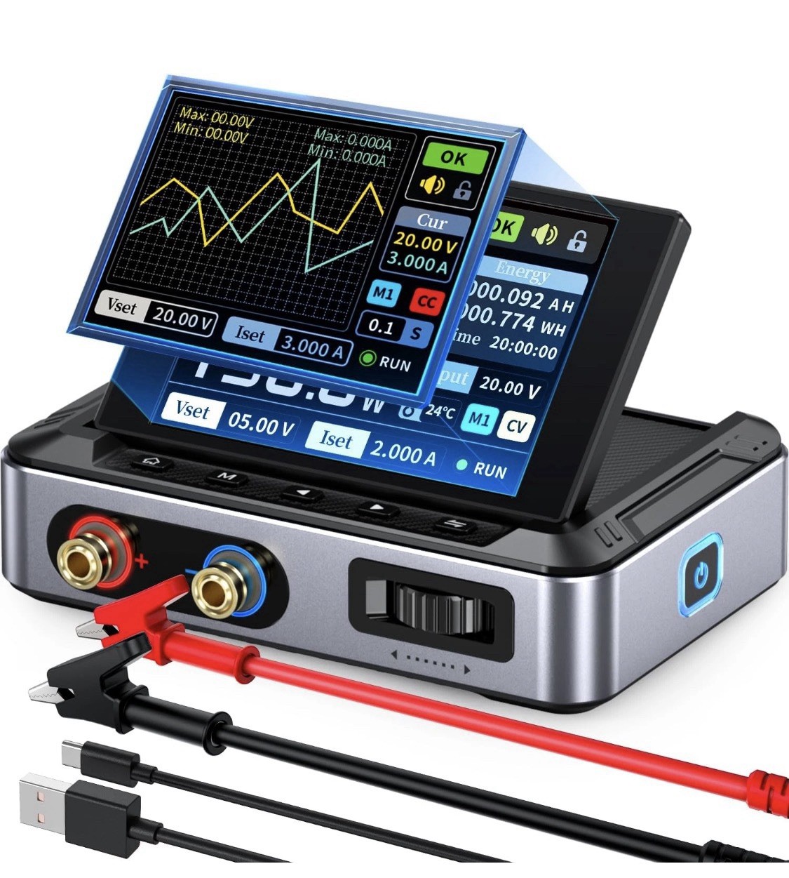 FNIRSI Programmable DC Power Supply Color Touchscreen Waveform Display Open Box