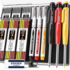Carpenter Pencil Mechanical Deep Hole Marker Set w/Sharpener 39 Refill 3Pcs Case picture