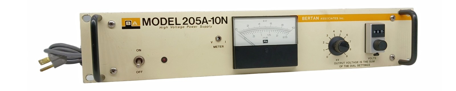 Bertan Associates 205A-10N High Voltage Power Supply 10kV Rackmount