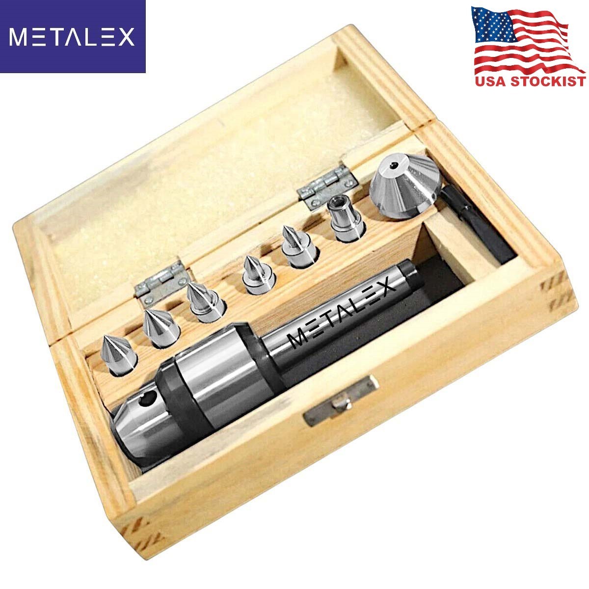 Precision Revolving Live Center MT3 Shank 7 Interchangeable Tips Morse Taper 3