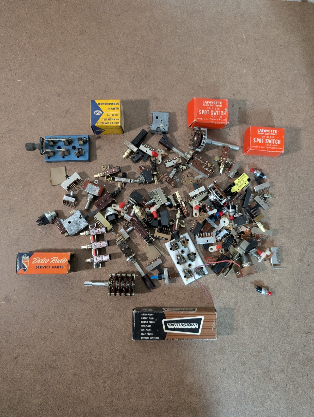 Lot 50+ Electrical switch push button toggle Vintage  - UNTESTED Used & New NOS
