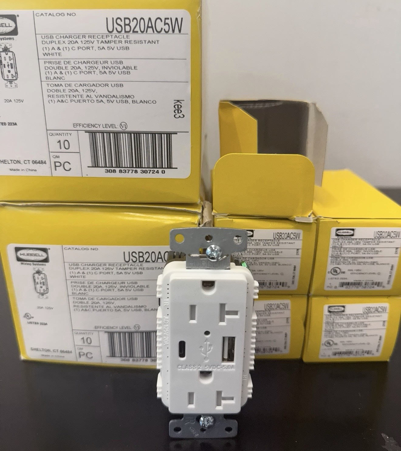 Hubbell USB20AC5W USB Outlets Lot of 25 - NIN