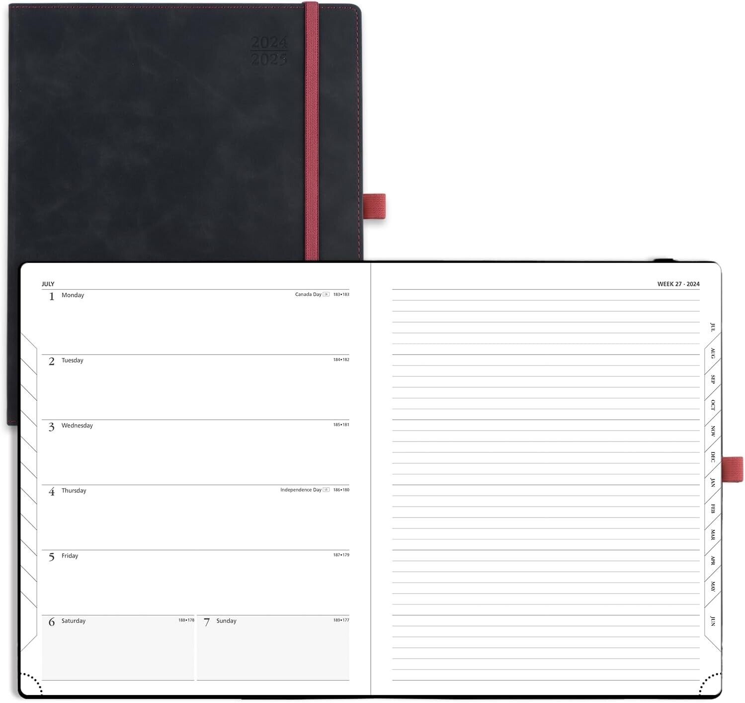 POPRUN Planner 2024-2025 (8.5\'\' x 10.5\'\') Academic Calendar Notebook (July 2024 