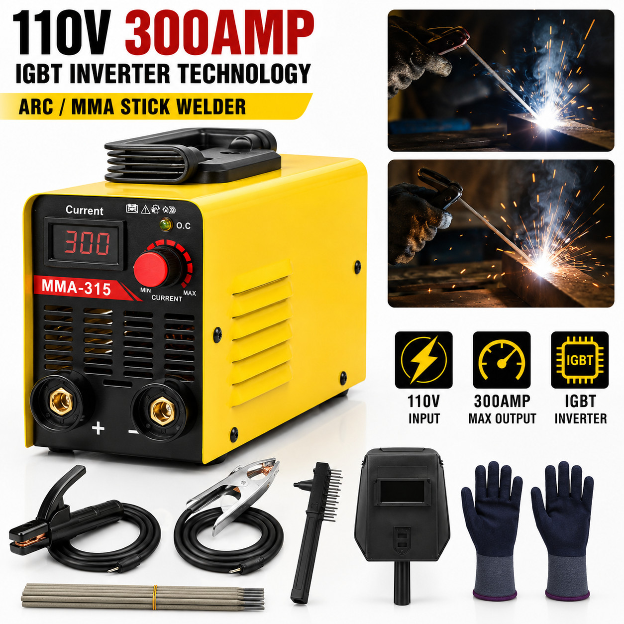 Welding Machine Inverter 110V 300AMP Mini IGBT ARC DC MMA Electric Welder Stick