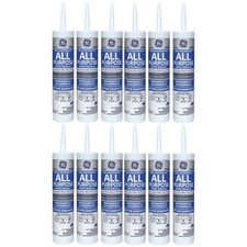 GE GE012 All Purpose Silicone Caulk 10 oz Clear Waterproof Sealant 12 Pack picture