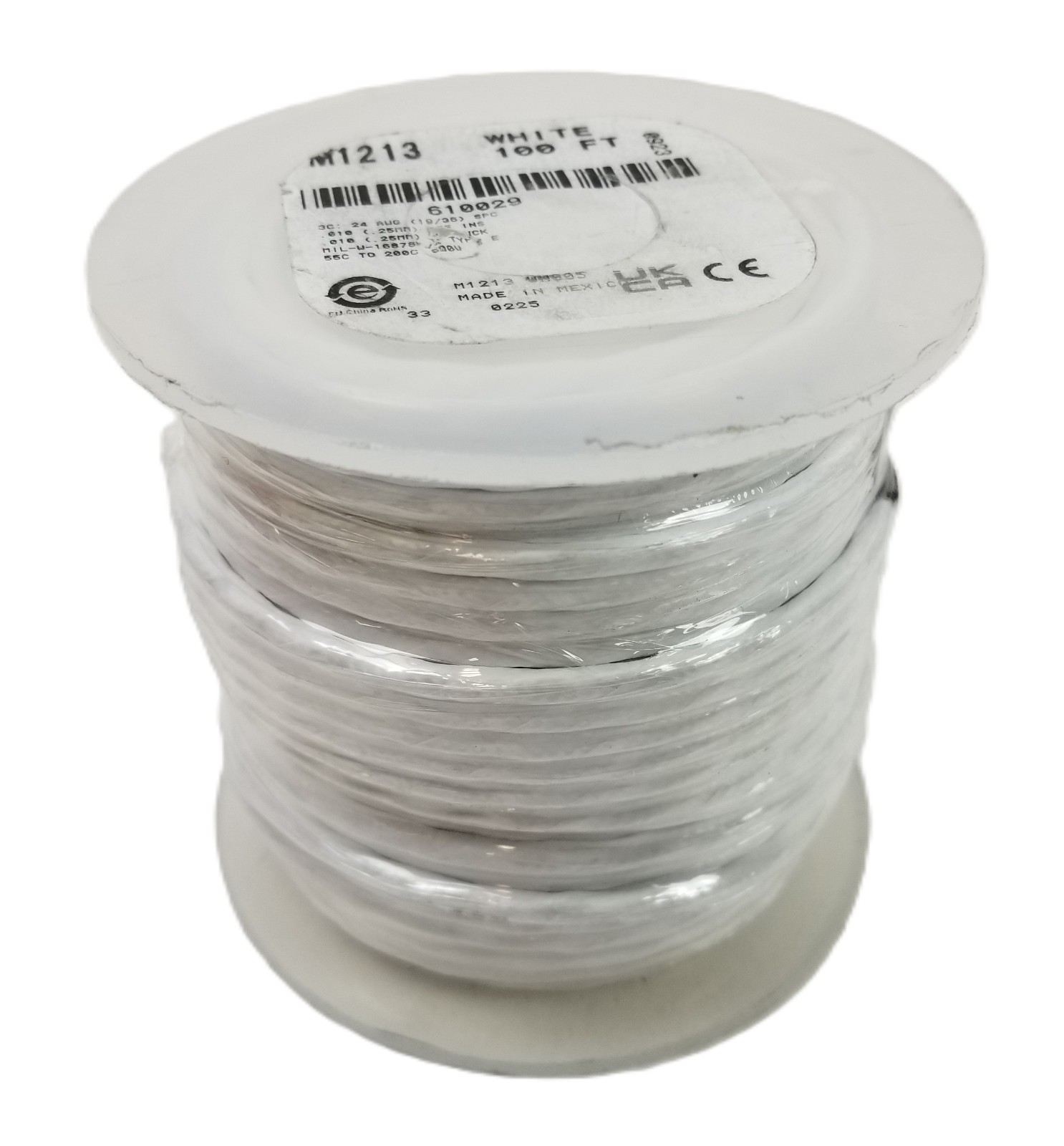 100' Alpha M1213-WH005 PTFE Cable 3 Conductor 24AWG High Temp 200C SPC M16878/4