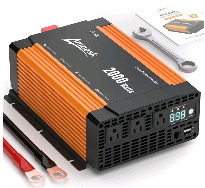 Ampeak 2000W Power Inverter 12V to 110V Modified Sine Wave Ampeak 2000W Power Inverter 12V to 110V Modified Sine Wave