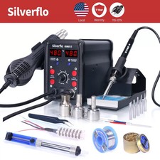 Silverflo 2-in-1 Digital Soldering Station Hot Air Rework Iron Kit SMD Repair picture