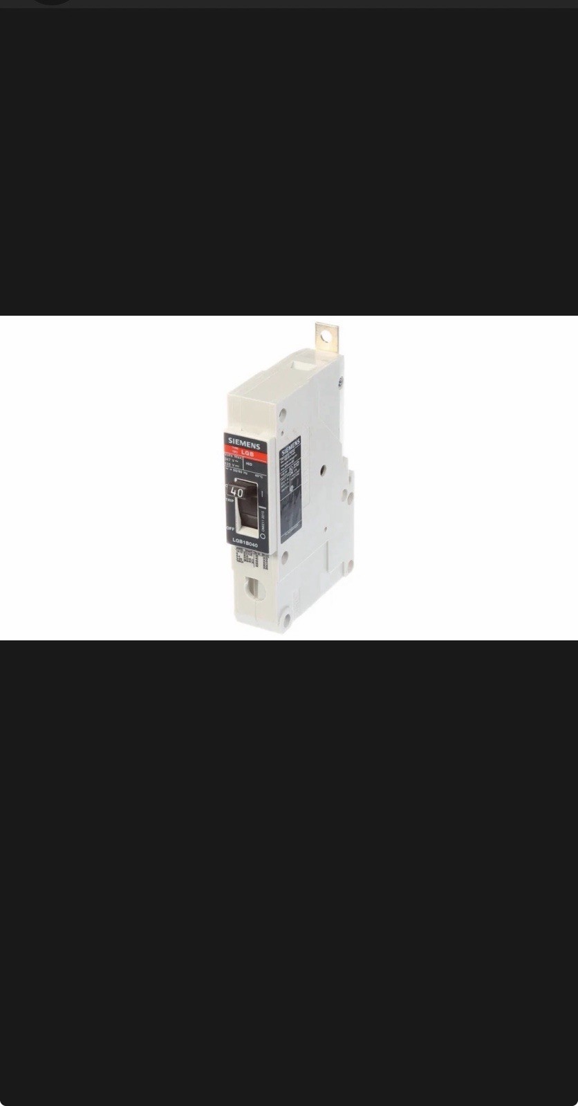 SIEMENS LGB1B040B 1P 40A BREAKER