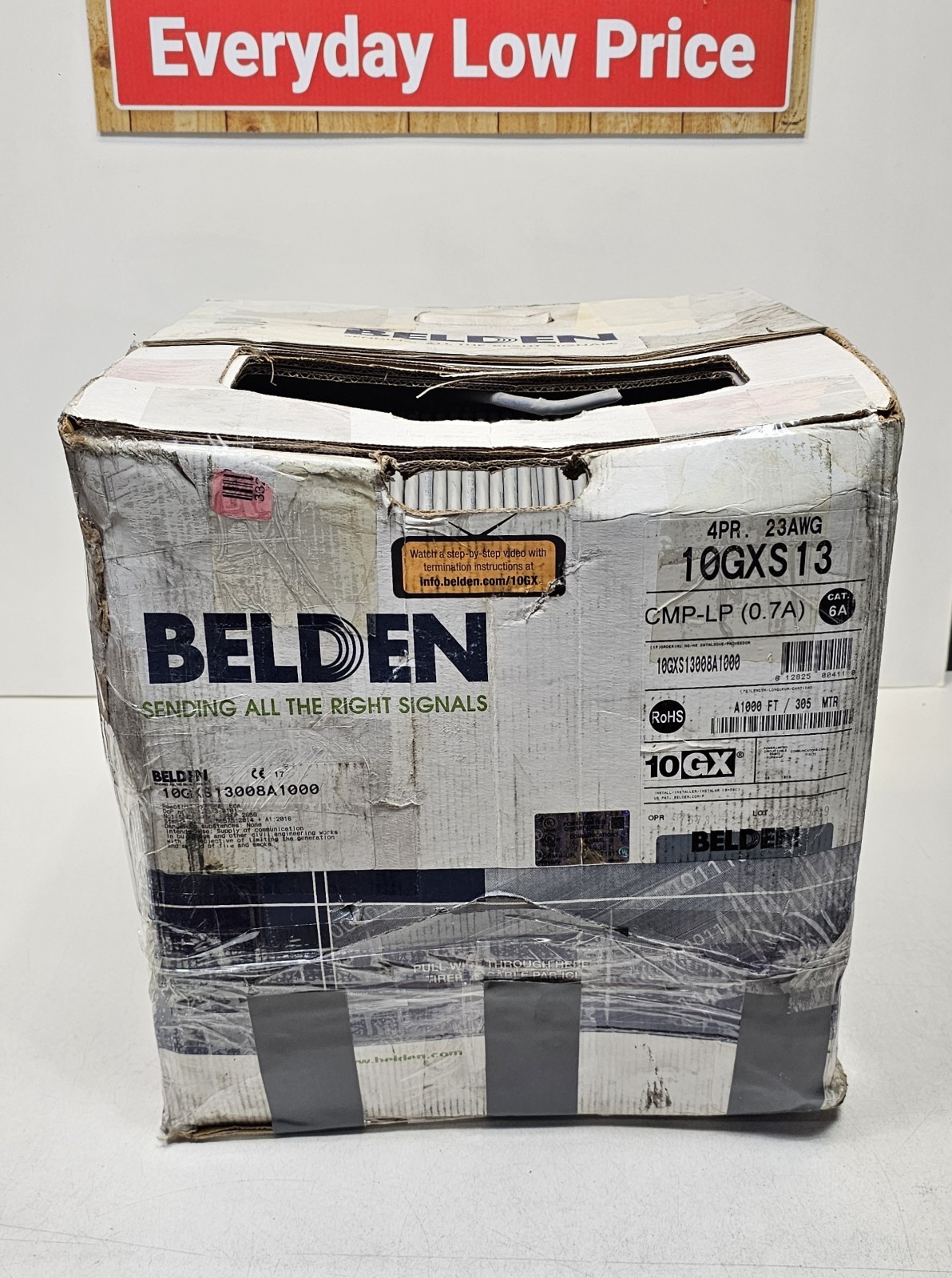 BELDEN 10GXS13008A1000, 1000ft, CAT. 6A, CMP-LP(0.7A). Damaged Box BELDEN 10GXS13008A1000, 1000ft, CAT. 6A, CMP-LP(0.7A). Damaged Box