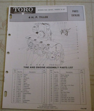 Toro 4 hp tiller 58100 4 HP Tiller Parts Catalog Manual 1968 picture