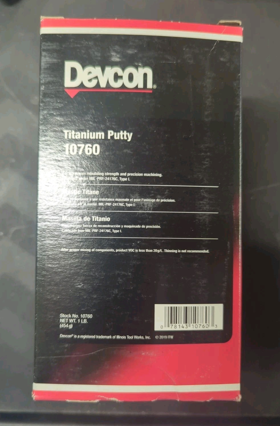 Titanium Putty Kit 1 lb Devcon 10760 78143107603 Grey Expiration Date 12/06/25