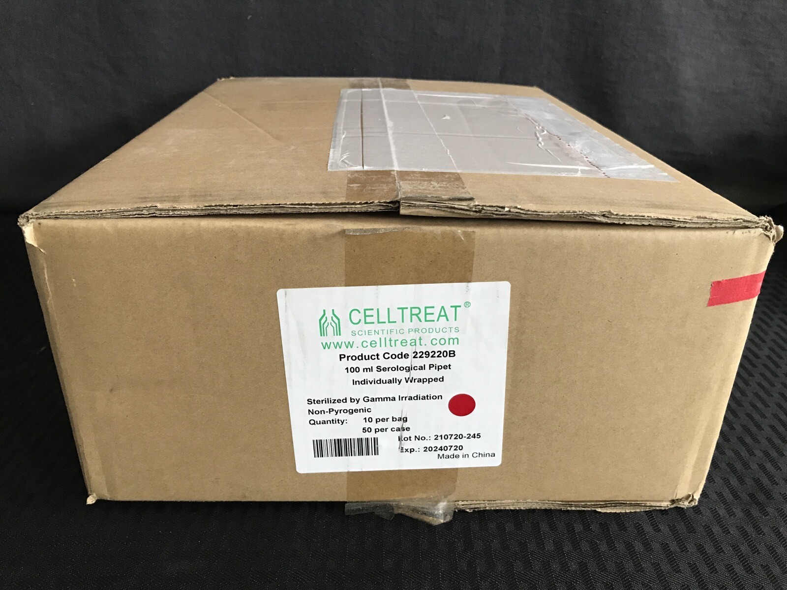 (50/Cs) CELLTREAT 100mL in 1mL PS Graduated Serological Pipets Pink 229220B